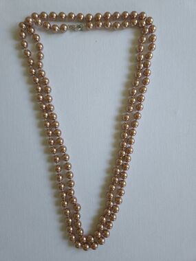 Vintage 50" Champagne Pearl Rope Necklac